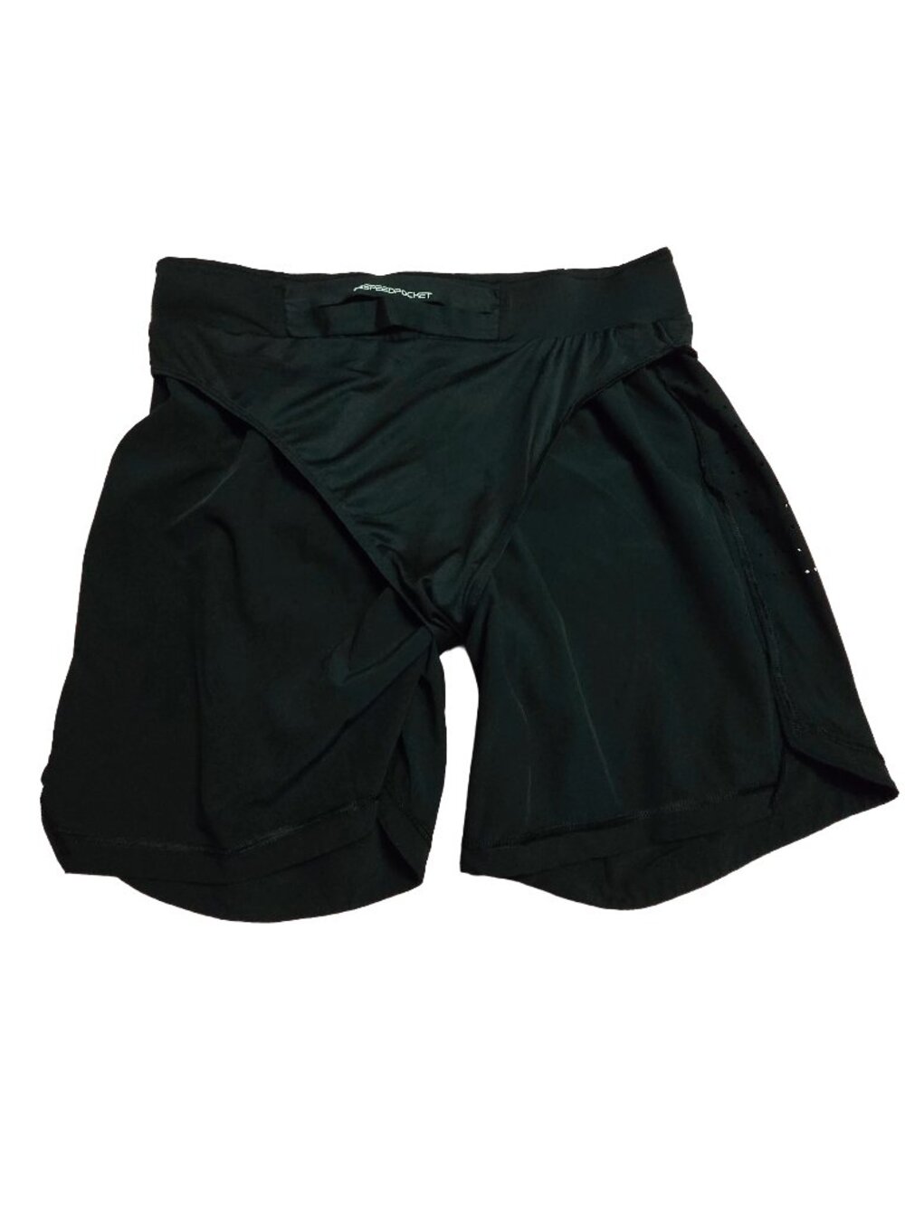 EUC Under Armour Women's Black Running Shorts Built-In Panties Fitted Large Poly - Picture 3 of 13